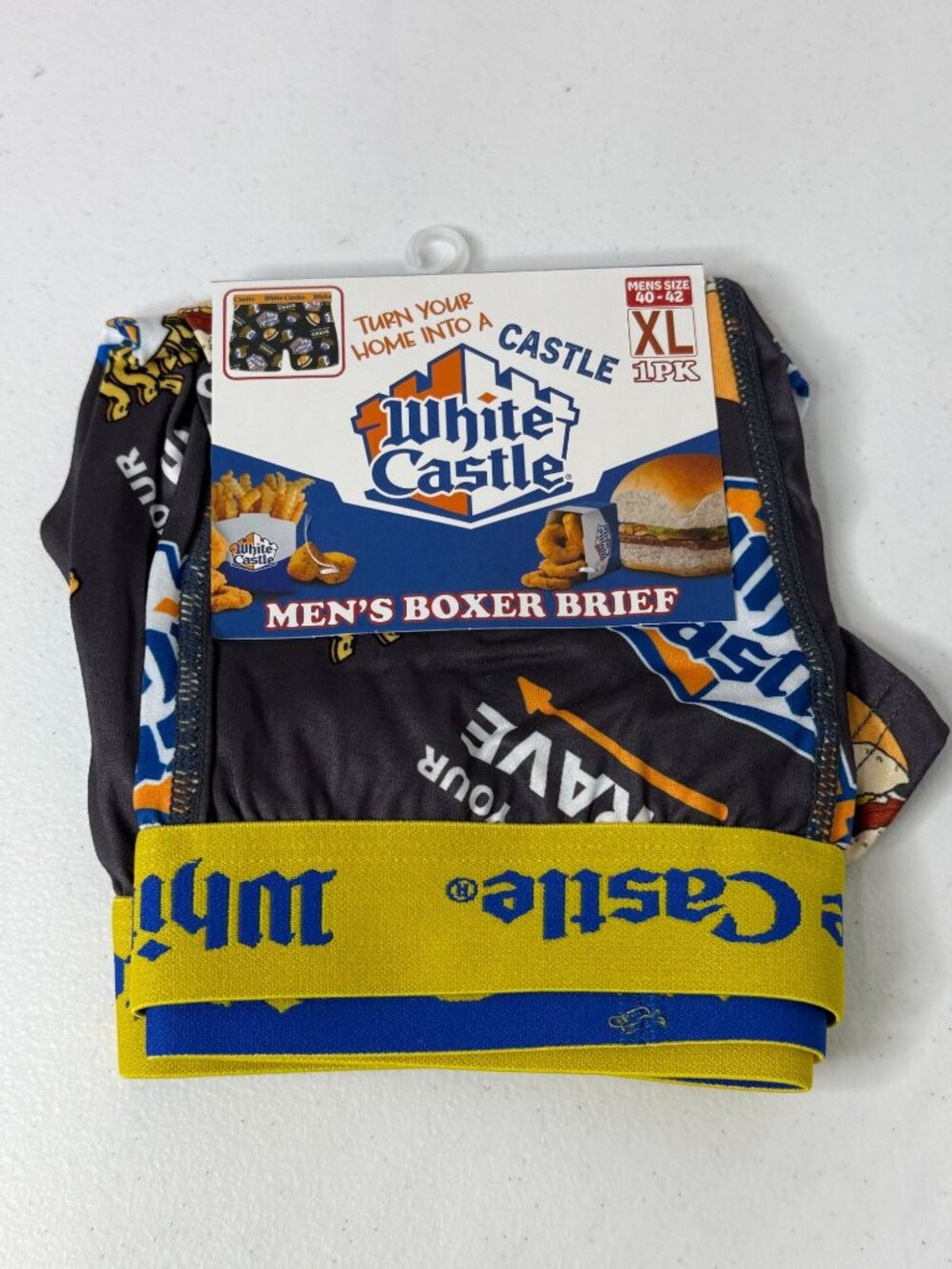 White Castle Mens XL Boxer Brief Burger Fries Novelty Y2K New